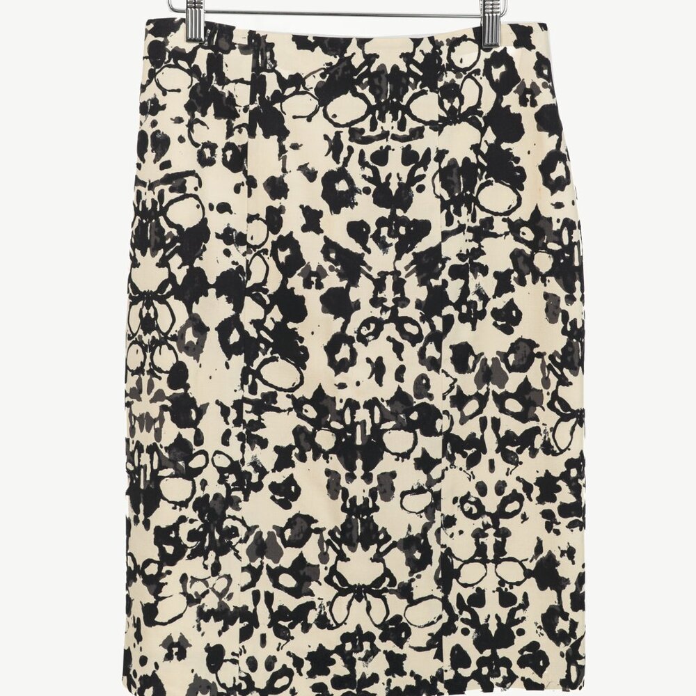 Yves Saint Laurent PF/08 Cream & Black Abstract Wool Pencil Skirt